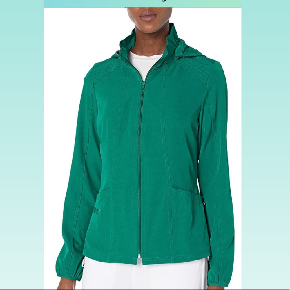 Hunter green scrub jacket without hood